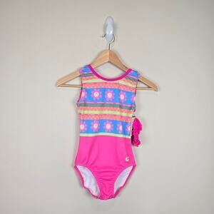 GK Elite Adult Sz XS AXS Smileyworld Tank Leotard & Scrunchie Gymnastics